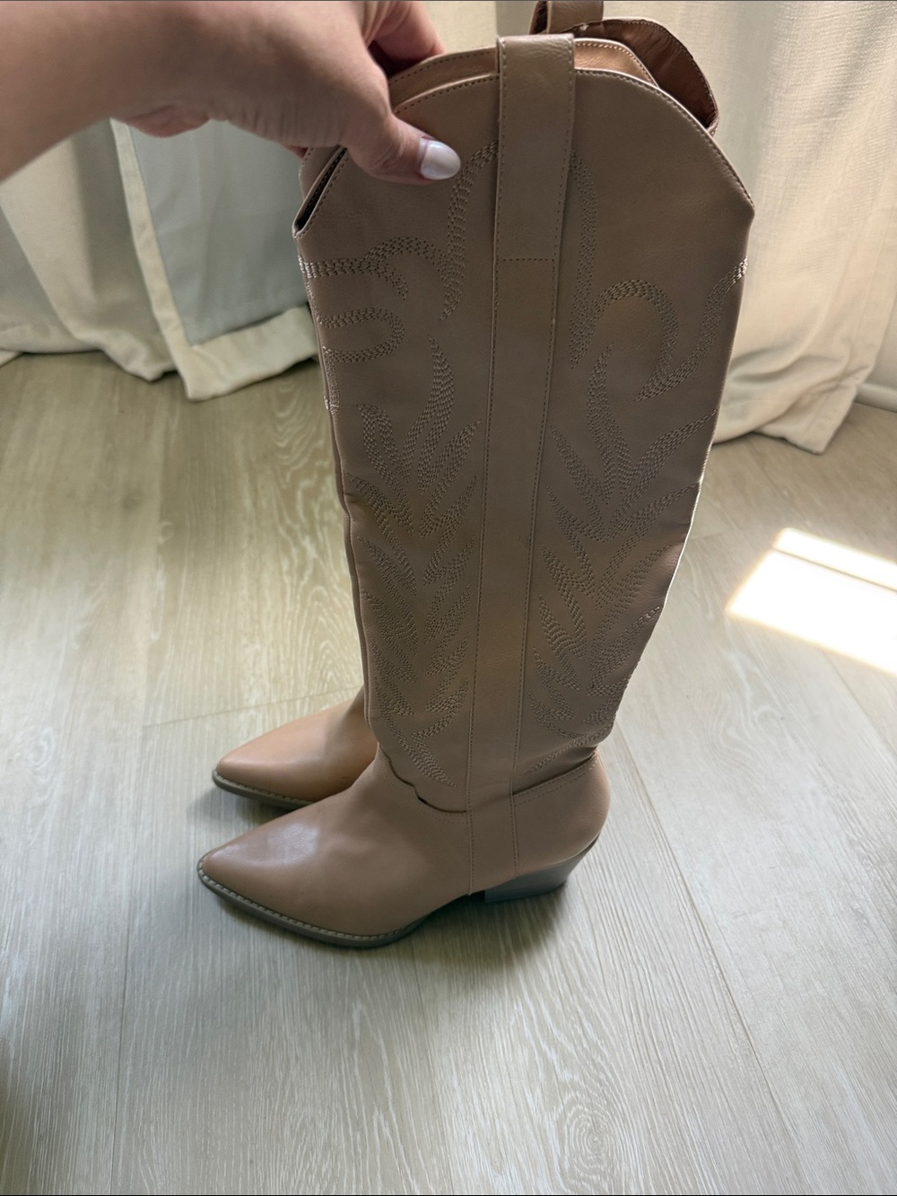 Over-the-Knee Western Boots in Tan